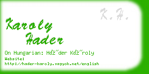 karoly hader business card